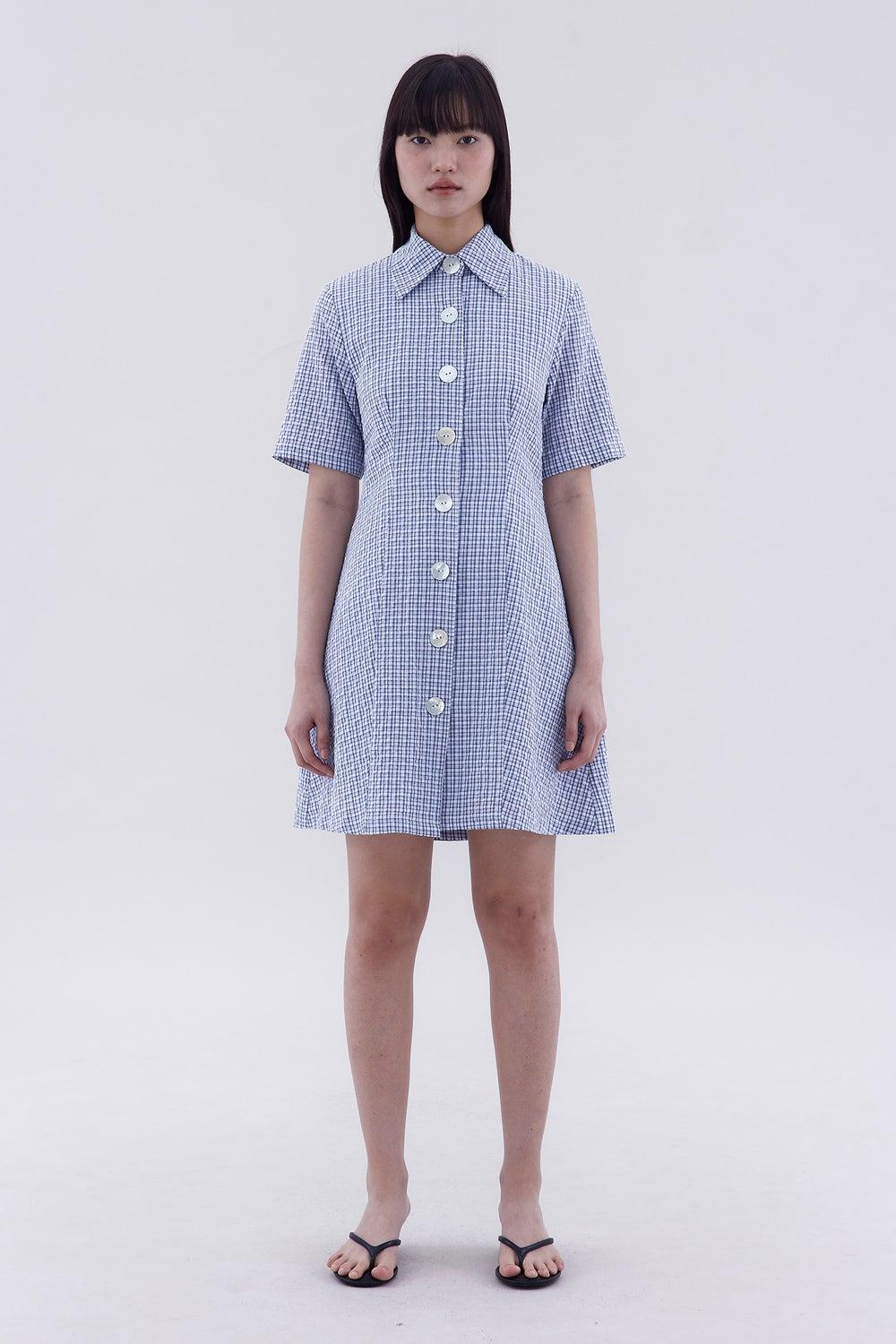 Etta Checkered Button-Down Mini Dress - Image 1