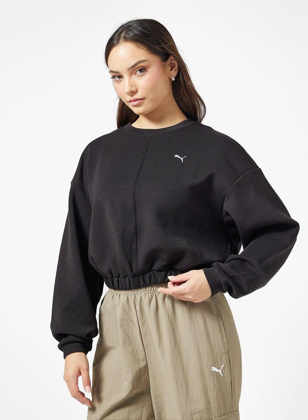 Cloudspun Cropped Sweatshirt in Puma Black - Image 1