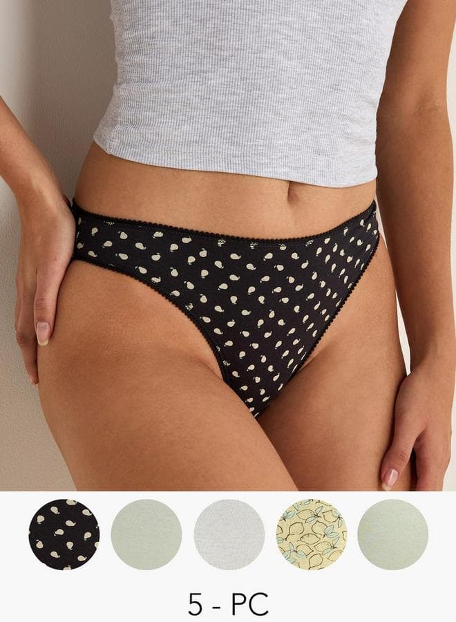 Set of 5 Assorted Cotton Blend Bikini Briefs - Image 1