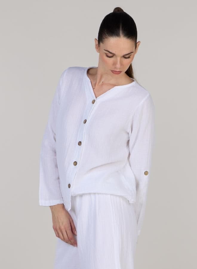 Relaxed Jenny Cotton Shirt with Coconut Buttons - Image 1