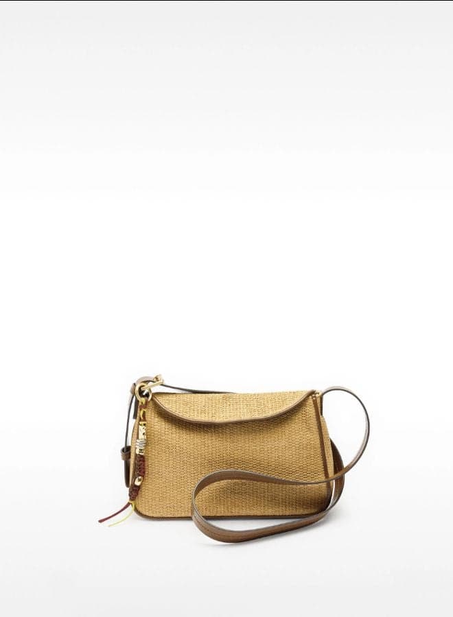 Beige Straw Effect Flap Crossbody Bag 234784Nc - Image 1