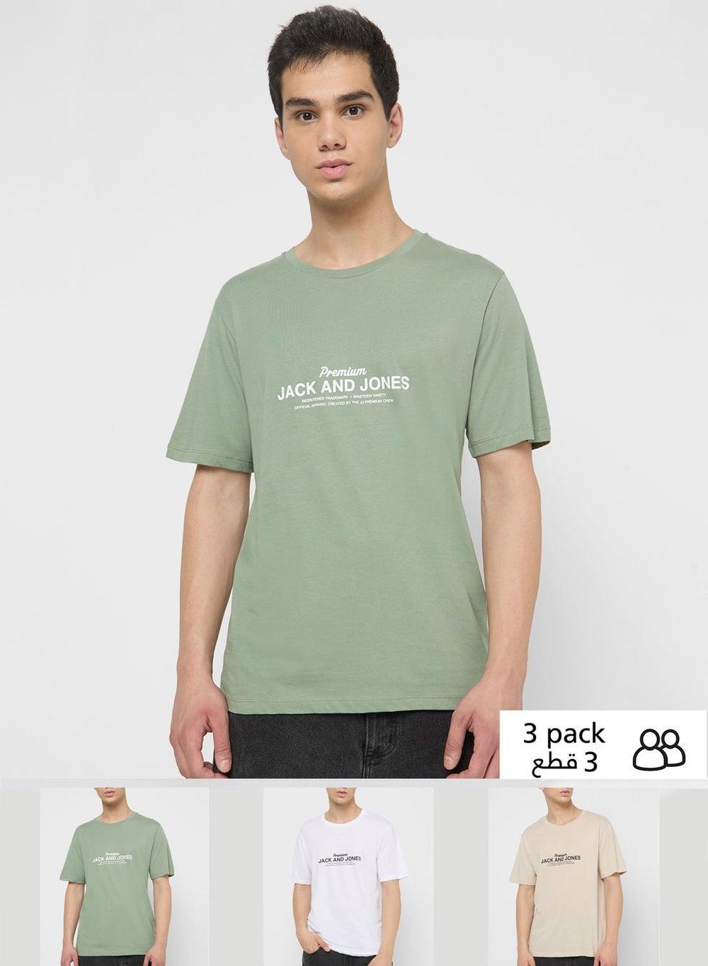 3-Pack Logo Crew Neck Cotton T-Shirts Regular Fit - Image 1