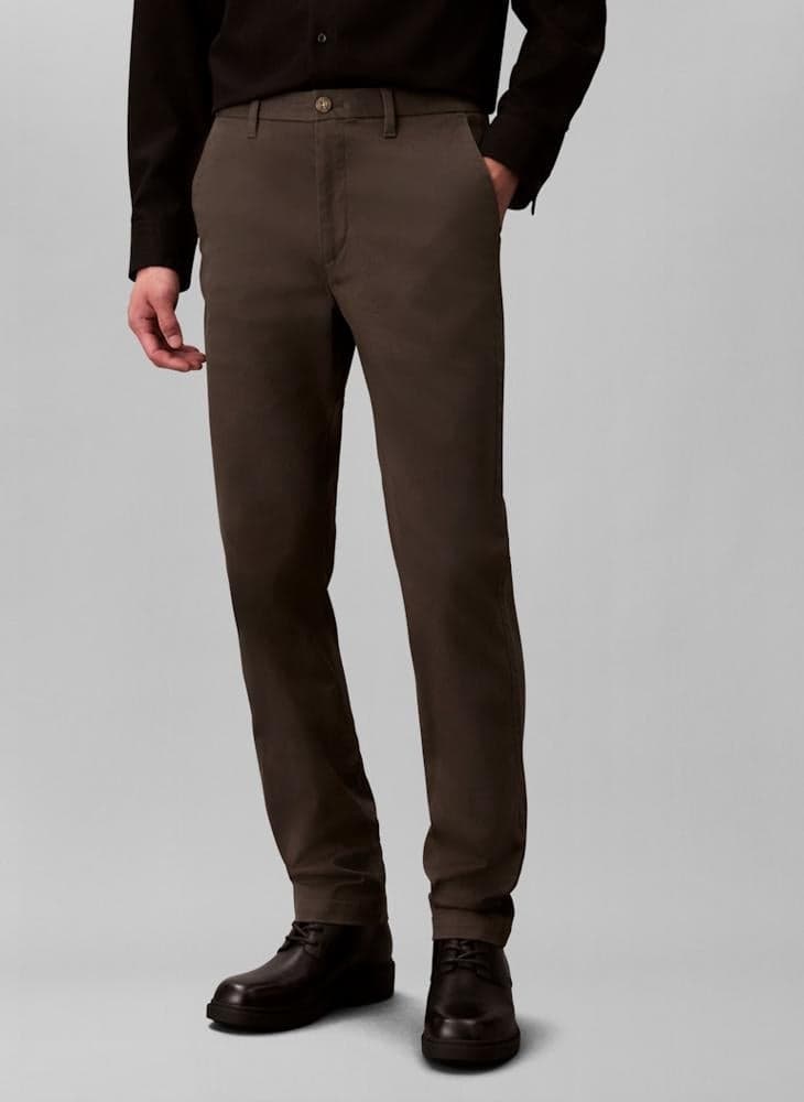 Calvin Klein Slim Stretch Cotton Trousers Grey Lv040Em633Par - Image 1