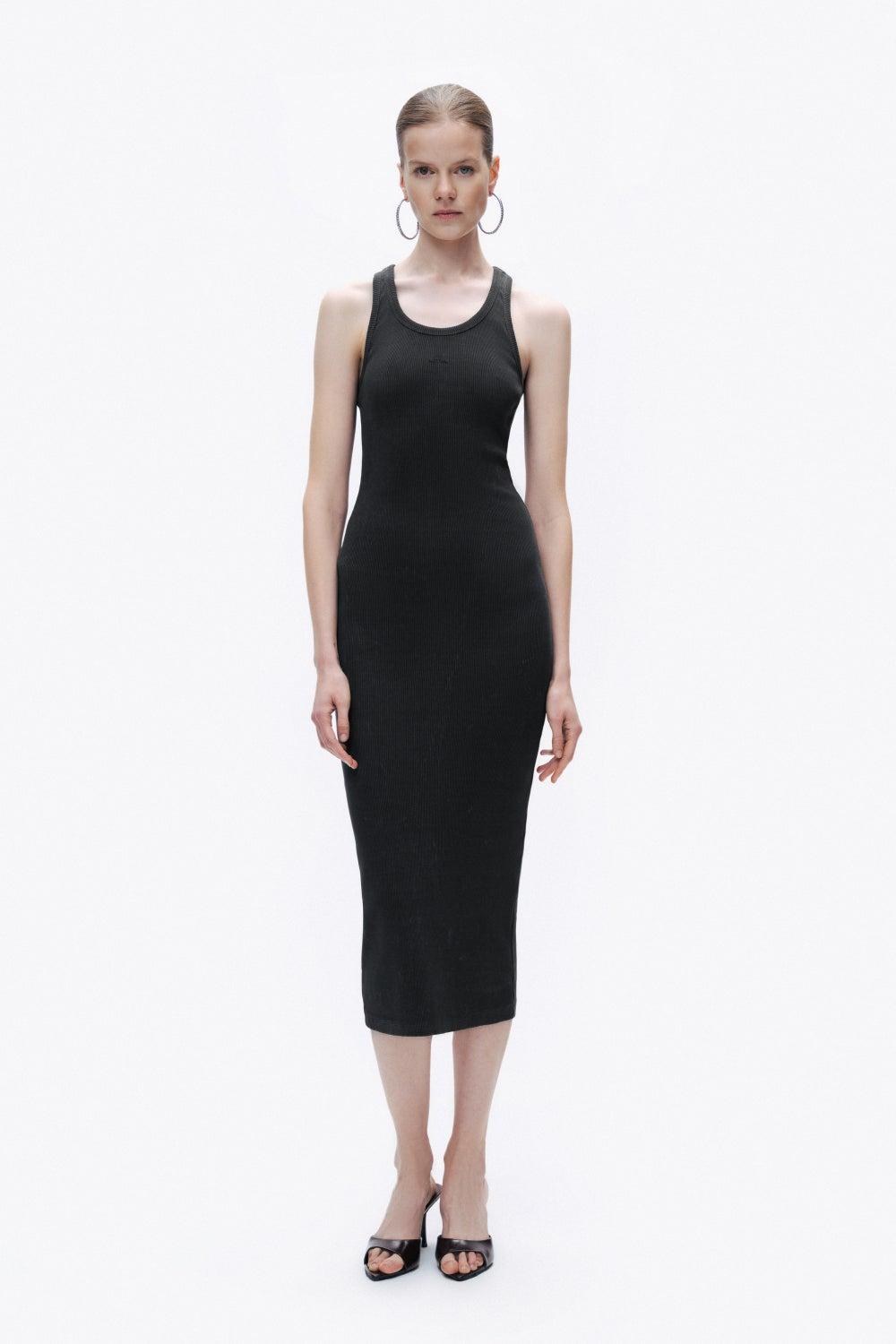 Black Printed Detail Slim Fit Maxi Dress - Image 1
