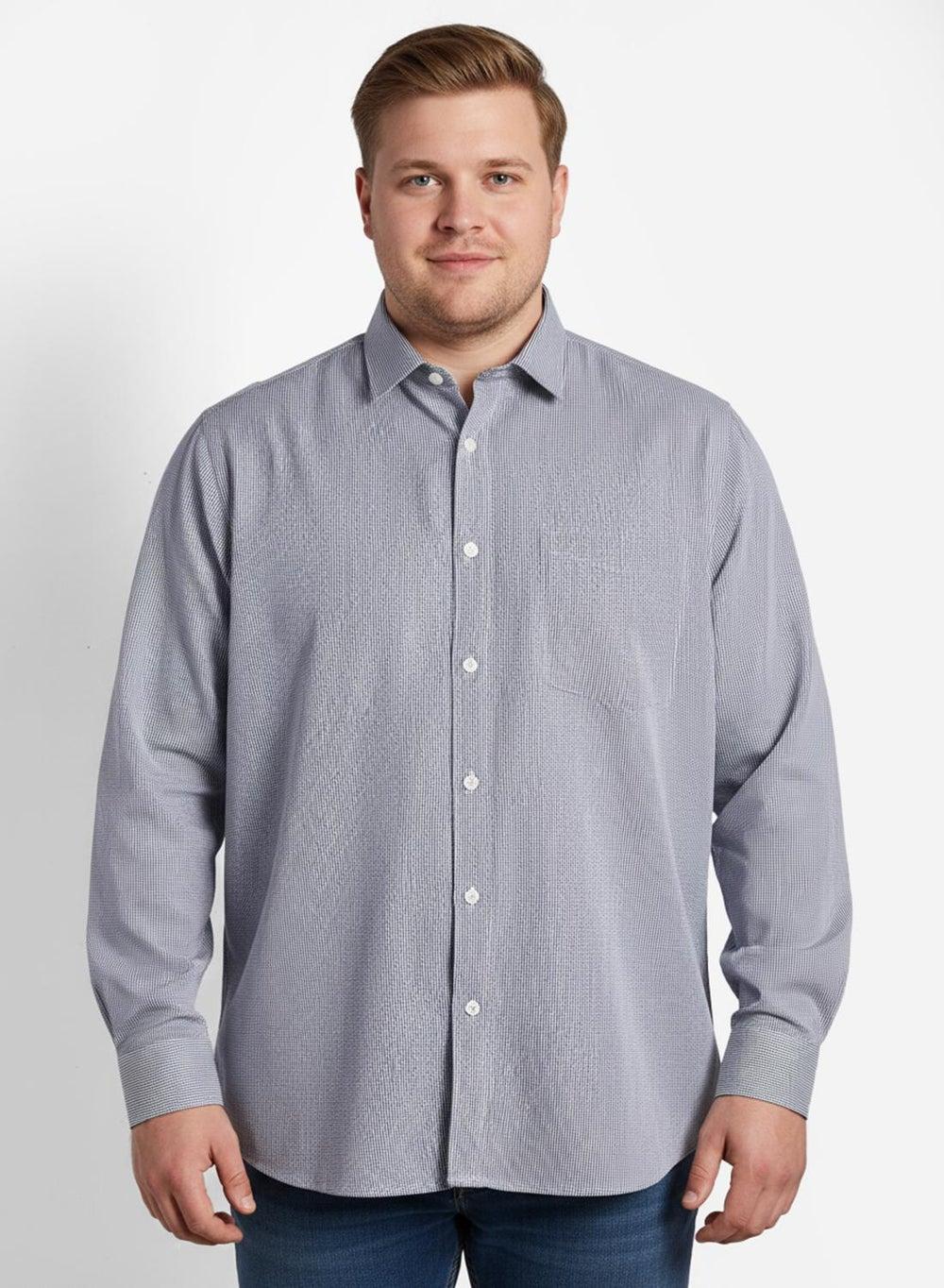 Grey Tiny Check Formal Shirt Sc401Bk - Image 1
