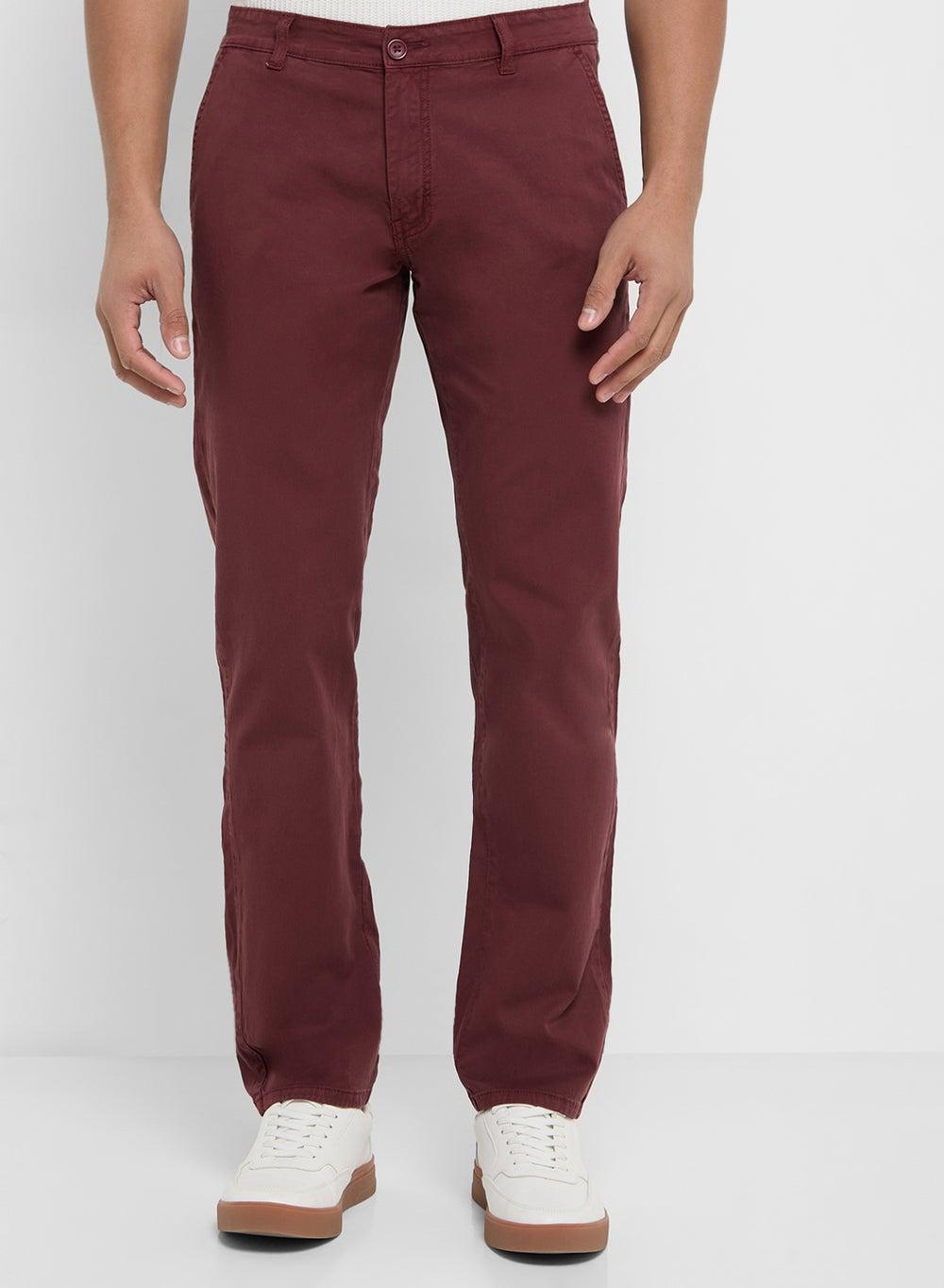 Straight Fit Burgundy Chino Pants Zop Pc0 007 - Image 1