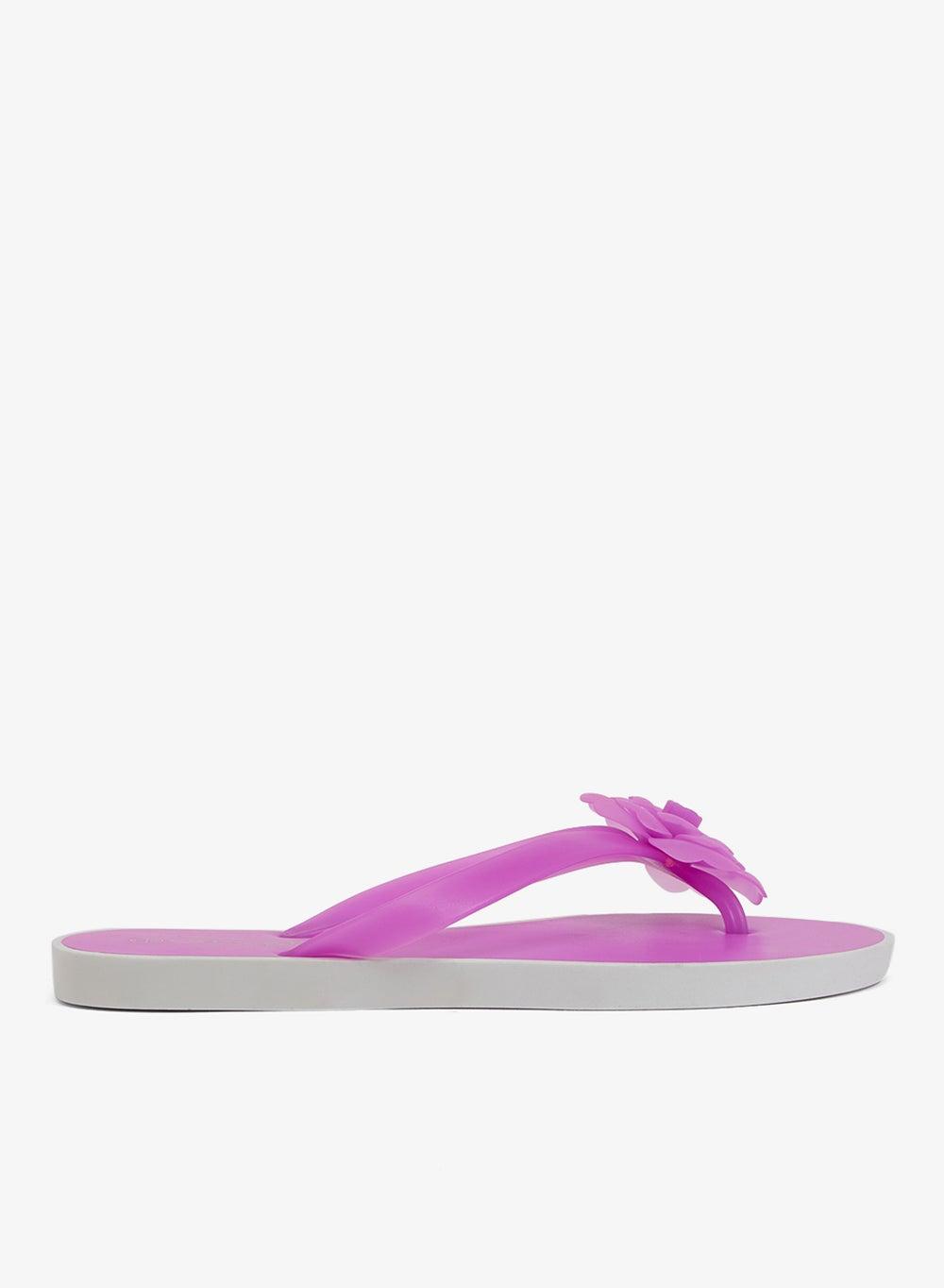 Purple Floral Detail Flip Flops for Women - Image 1