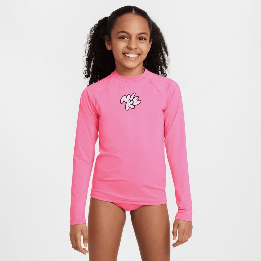 Nike Kids Logo Hydroguard Swim T-Shirt Pink - Image 1