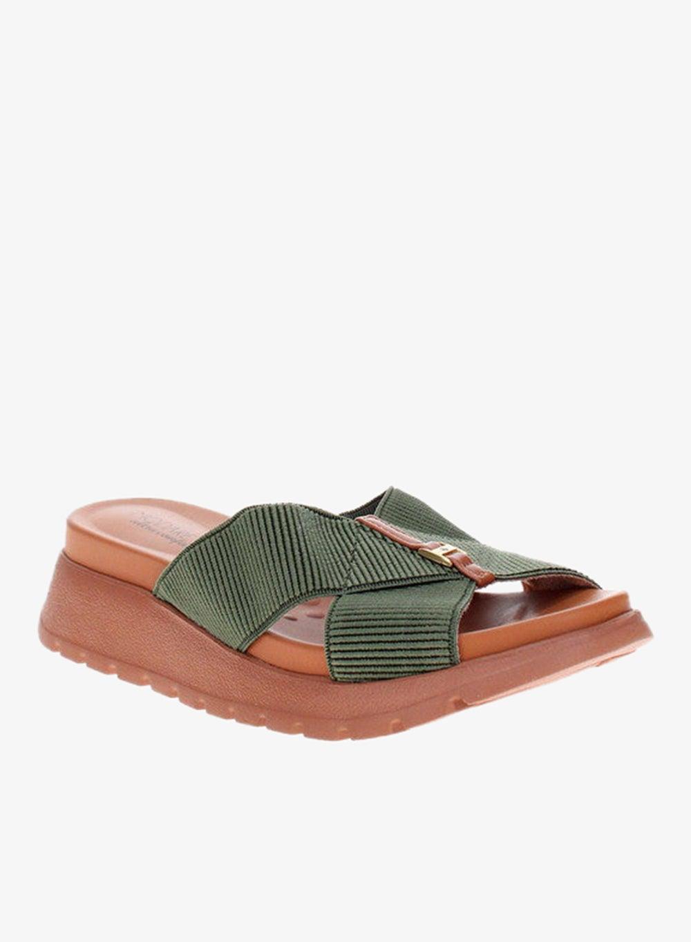 Green Slip-On Flat Sandals for Women Comfort Luxe - Image 1