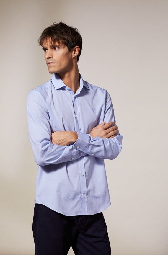 Conrad Sky Blue Oxford Cotton Shirt ES_HC007_C01 - Image 1