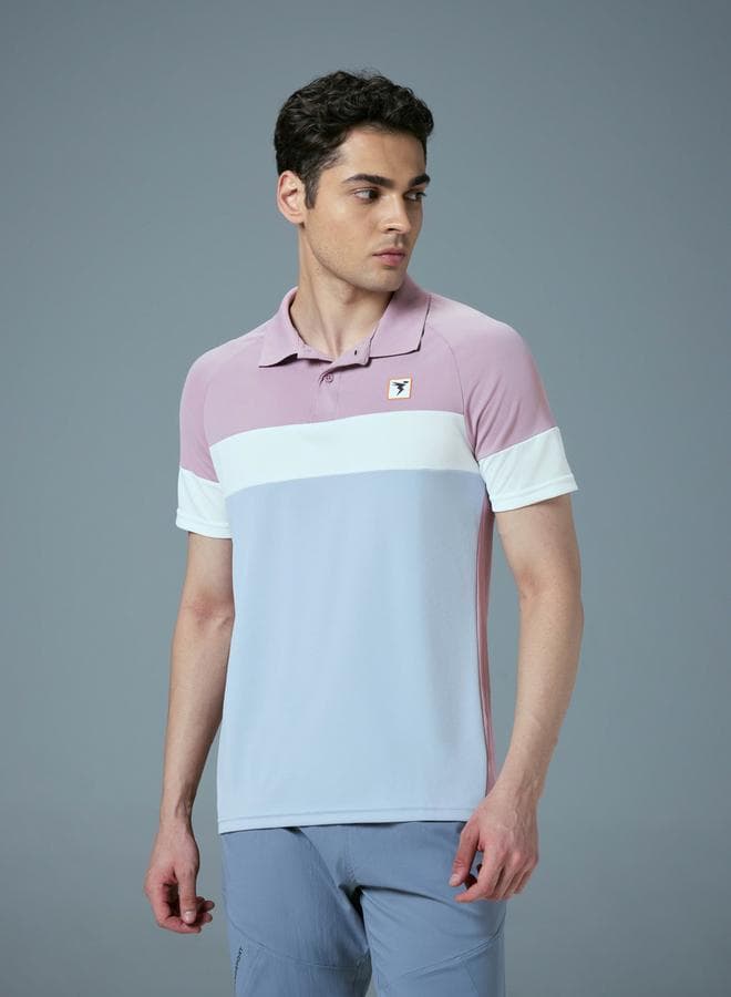 Technosport Color Block Slim Fit Polo T-Shirt Purple - Image 1