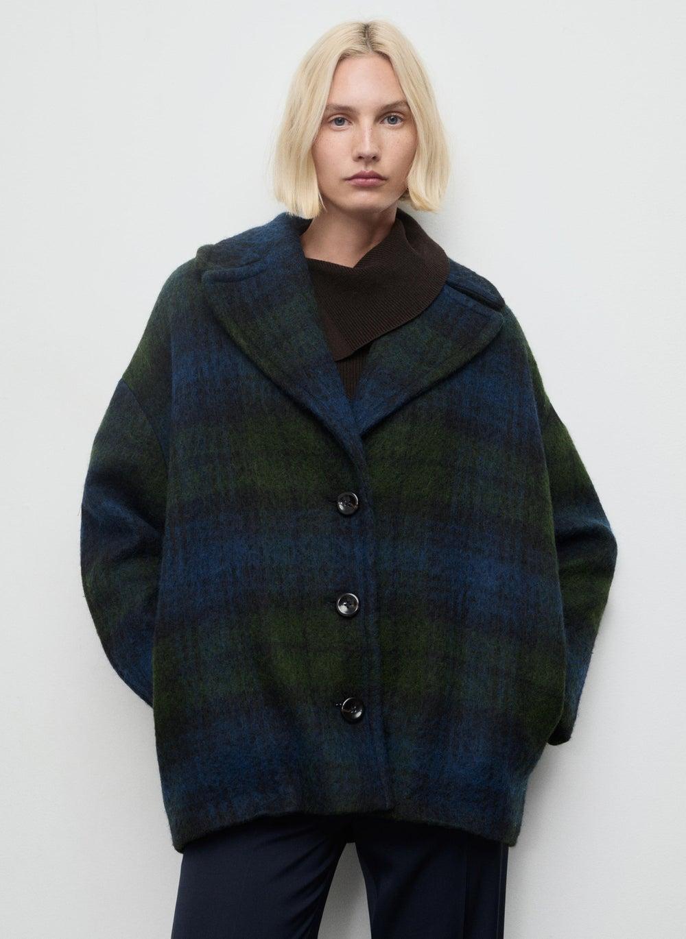 Oversized Check Coat 17059211 Navy Elegance - Image 1