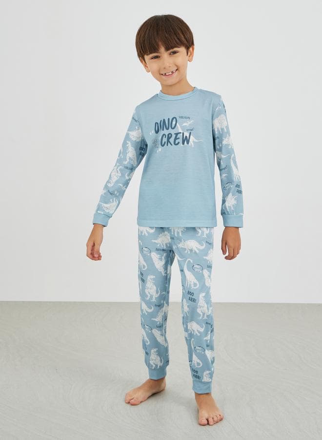 Boys Multicolour Slogan Print Pyjama Set - Image 1
