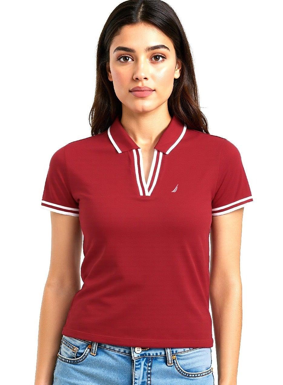 Nautica 15K133 Premium Cotton Logo Polo Red - Image 1