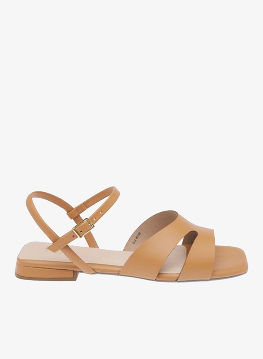 BCM 170 Tan Square Toe Flat Sandals - Image 1