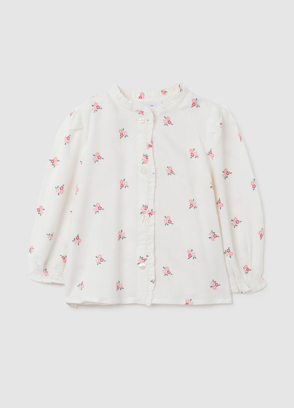 Fagottino Baby Girl White Viscose Ruffle Blouse - Image 1