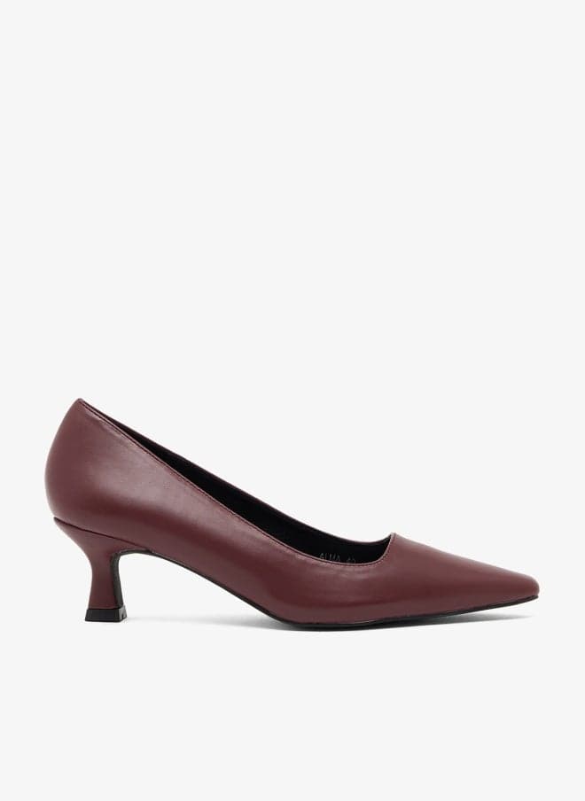 Alma Burgundy Kitten Heel Leather Pumps - Image 1