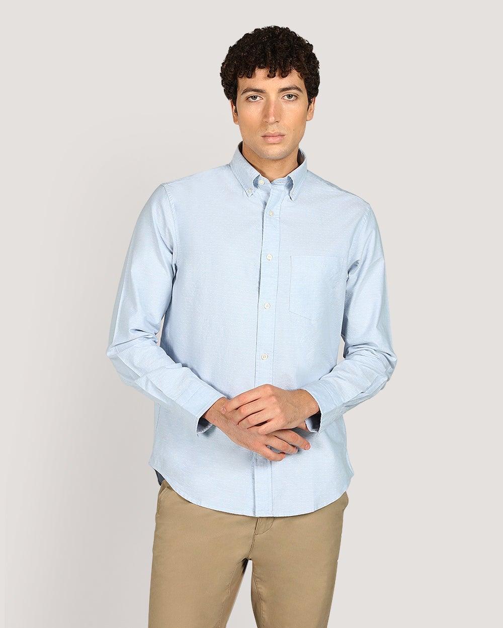 Gant Light Blue Oxford Dobby Dot Shirt - Image 1