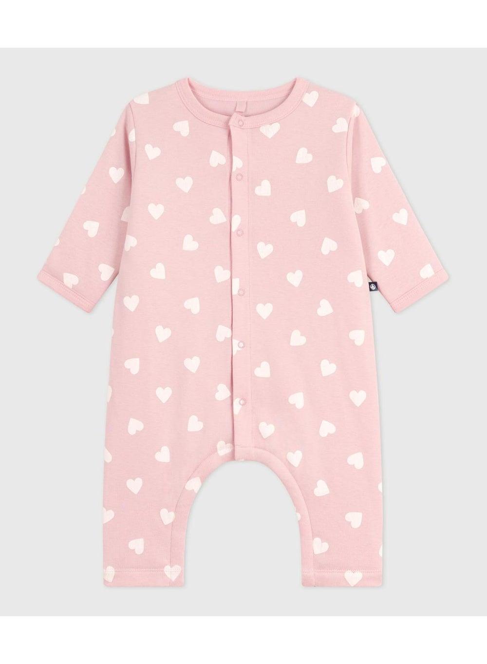Baby Girls Heart-Print Cotton Padded Playsuit - Image 1