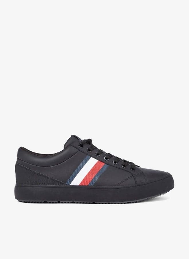 Leather Signature Tape Fine Cleat Sneakers Black - Image 1