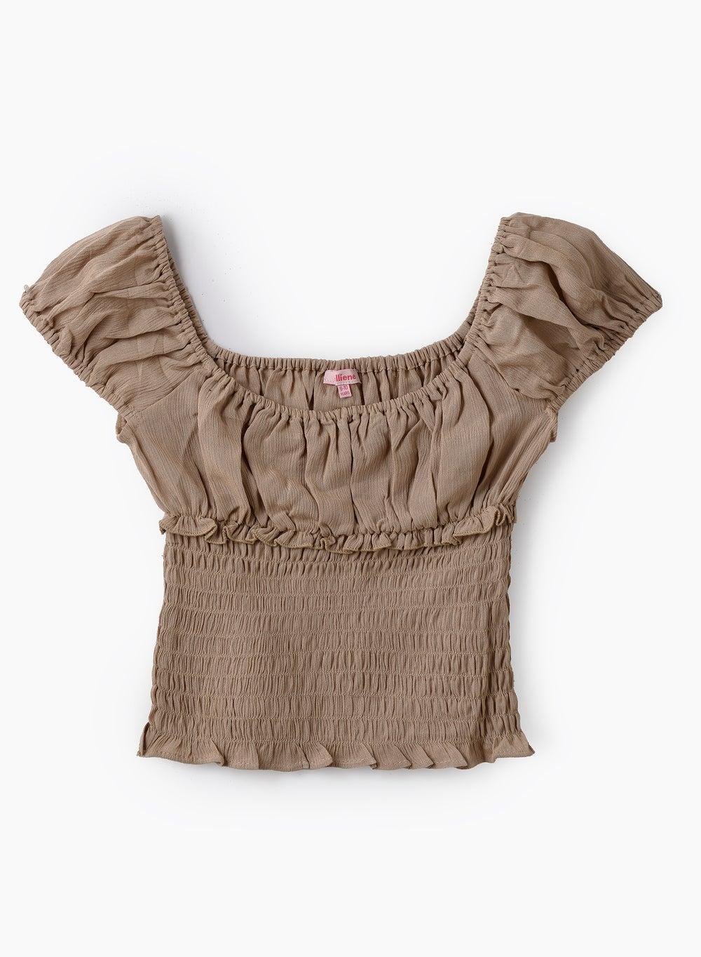Girls Smocked Ruffle Short Sleeve Top Chtng313 - Image 1