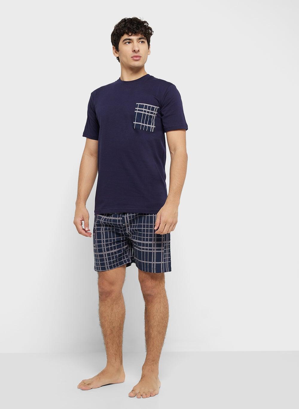 Zop Mnw 28 Men’s Premium Nightwear T-Shirt & Shorts Set - Image 1