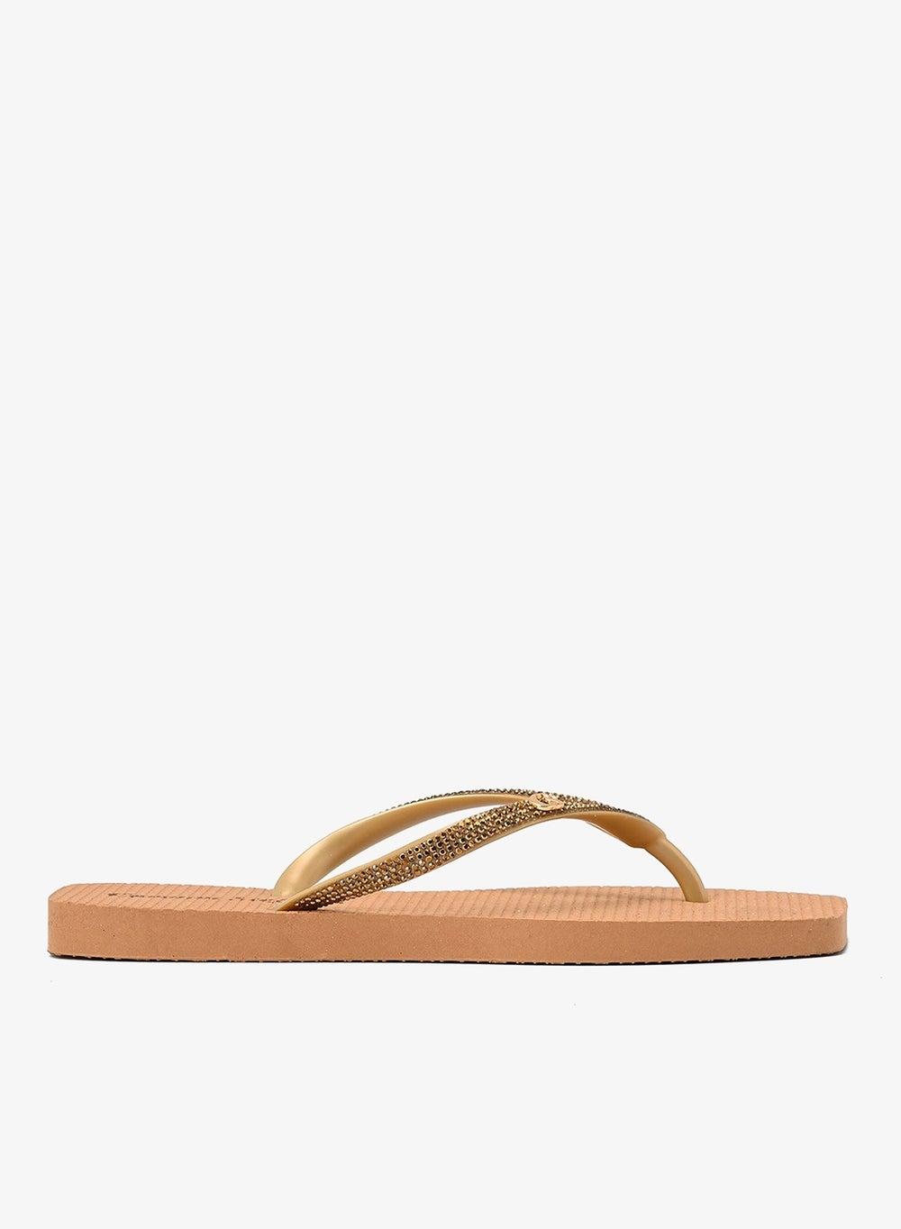 Golden Shine Women’s Flat Flip-Flops - Image 1