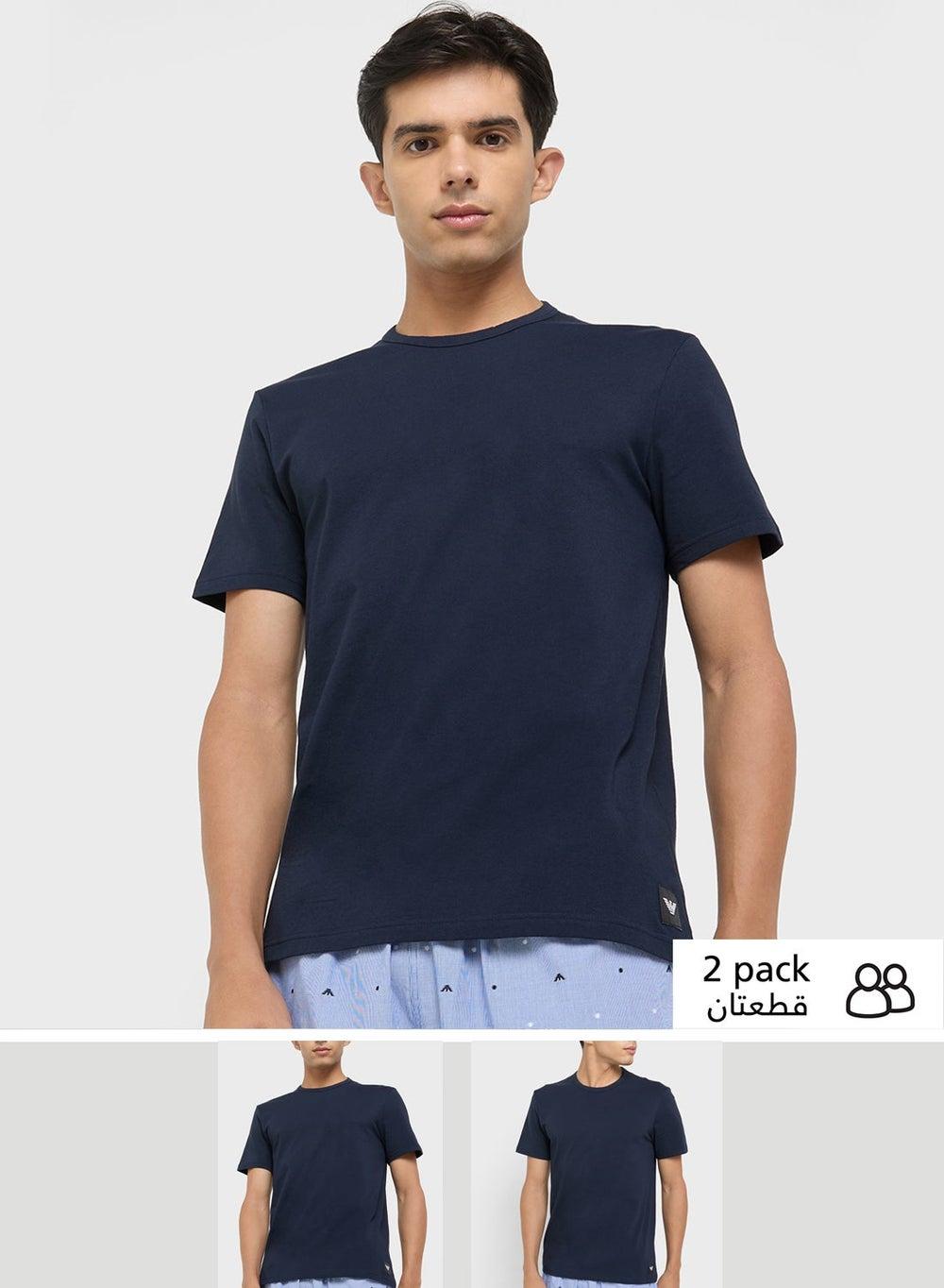 2-Pack Eagle Logo Crew Neck Cotton T-Shirts - Image 1