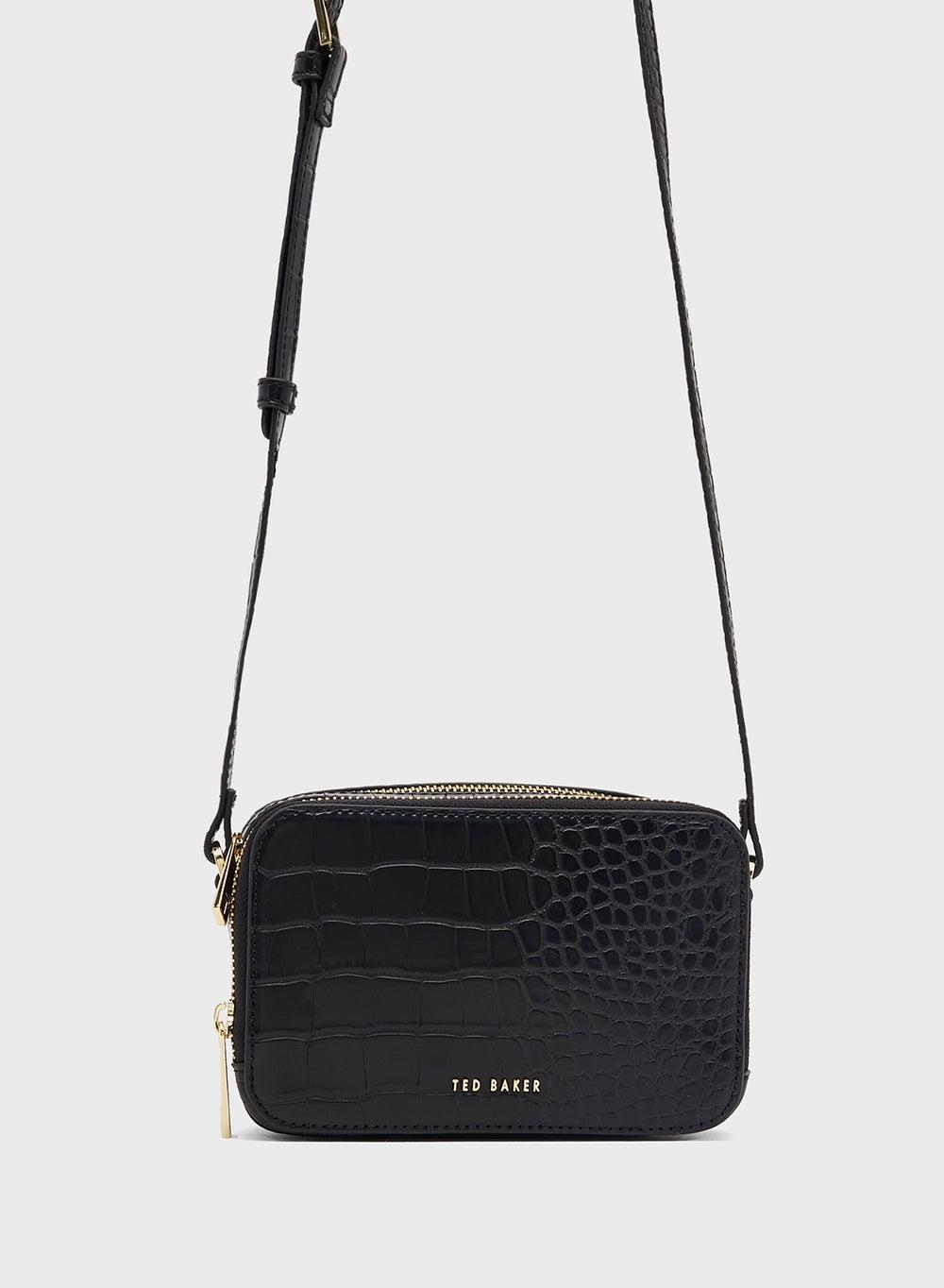 Stina Croc Leather Double Zip Camera Bag - Image 1