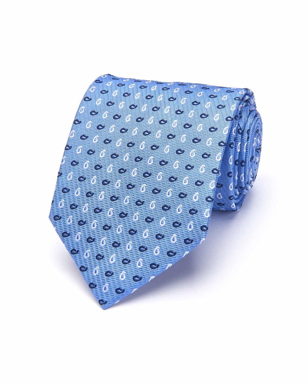 Light Blue Patterned Jacquard Silk Tie - Image 1