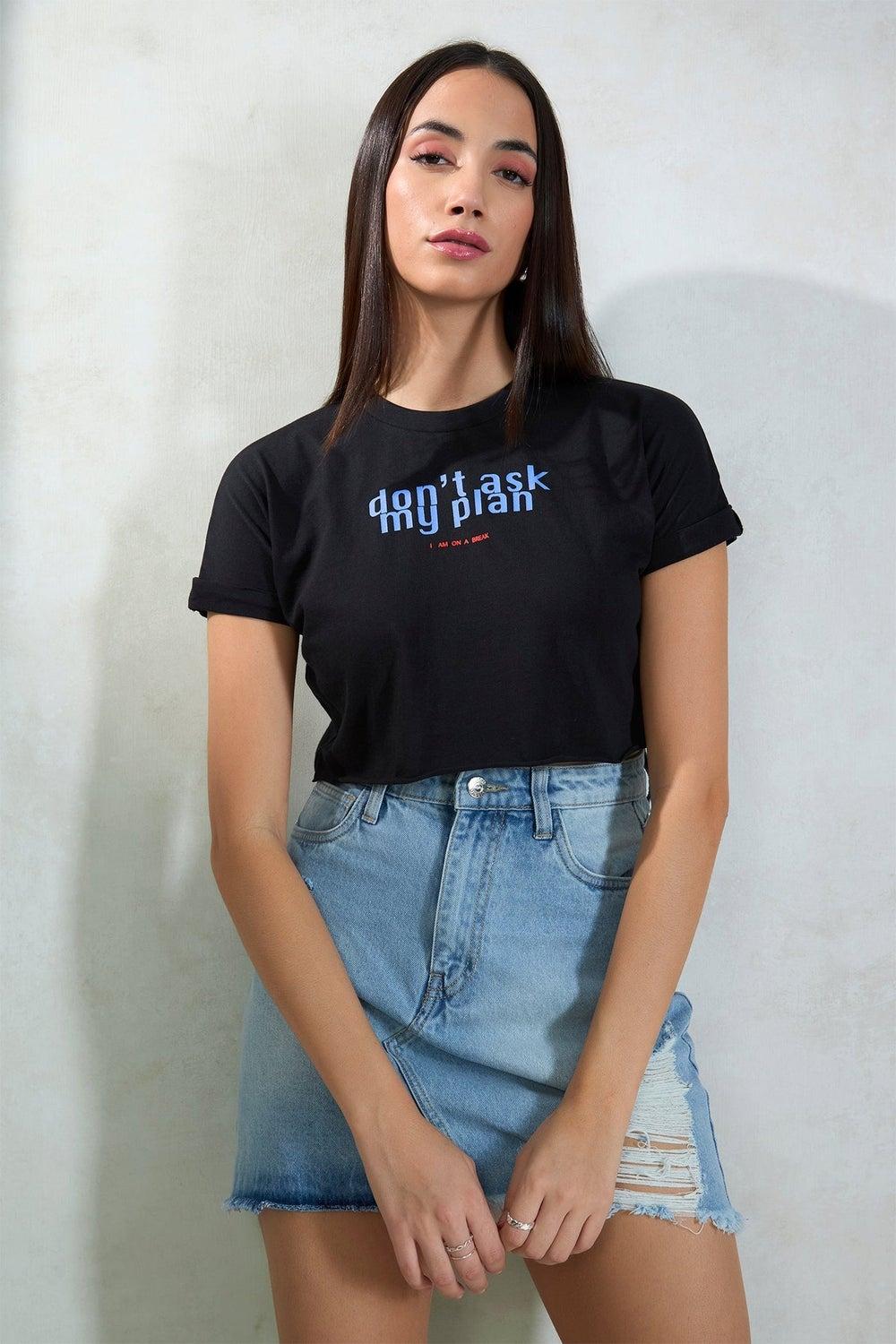 VIRGIO Organic Cotton Black Crop Tee 61061000 - Image 1