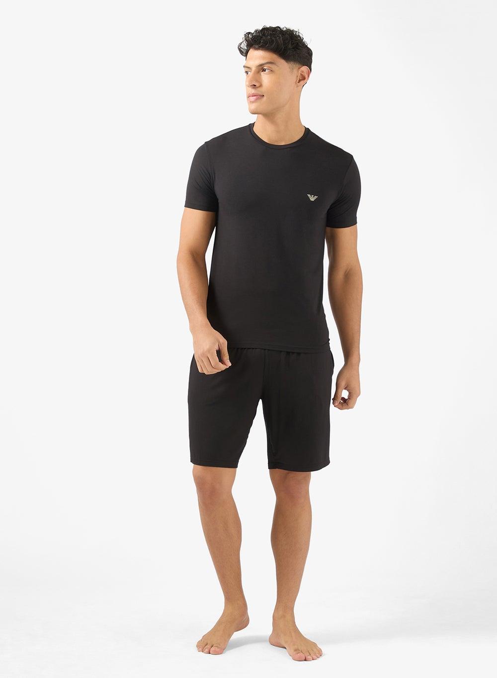 Essential Eagle Logo Cotton Pyjamas Black - Image 1