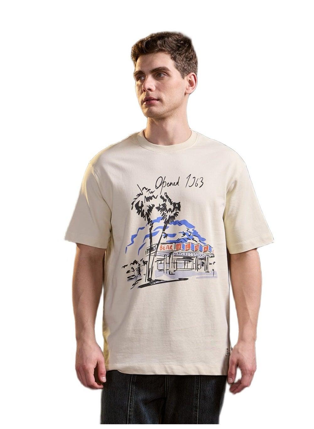 Men’s Cream Cotton T-Shirt – Breathable Everyday Essential - Image 1