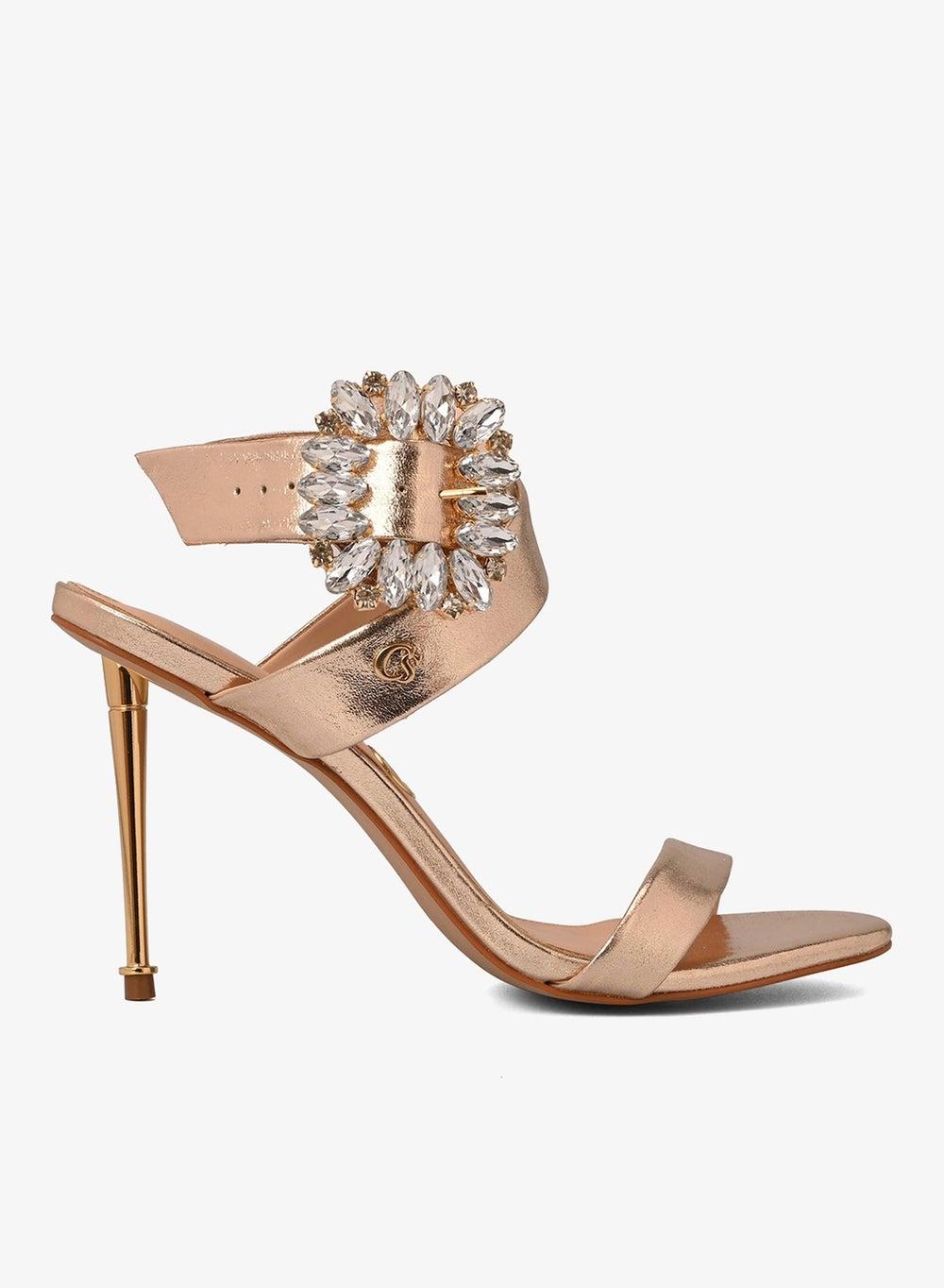 Golden Buckle Stiletto Heel Sandal - Image 1