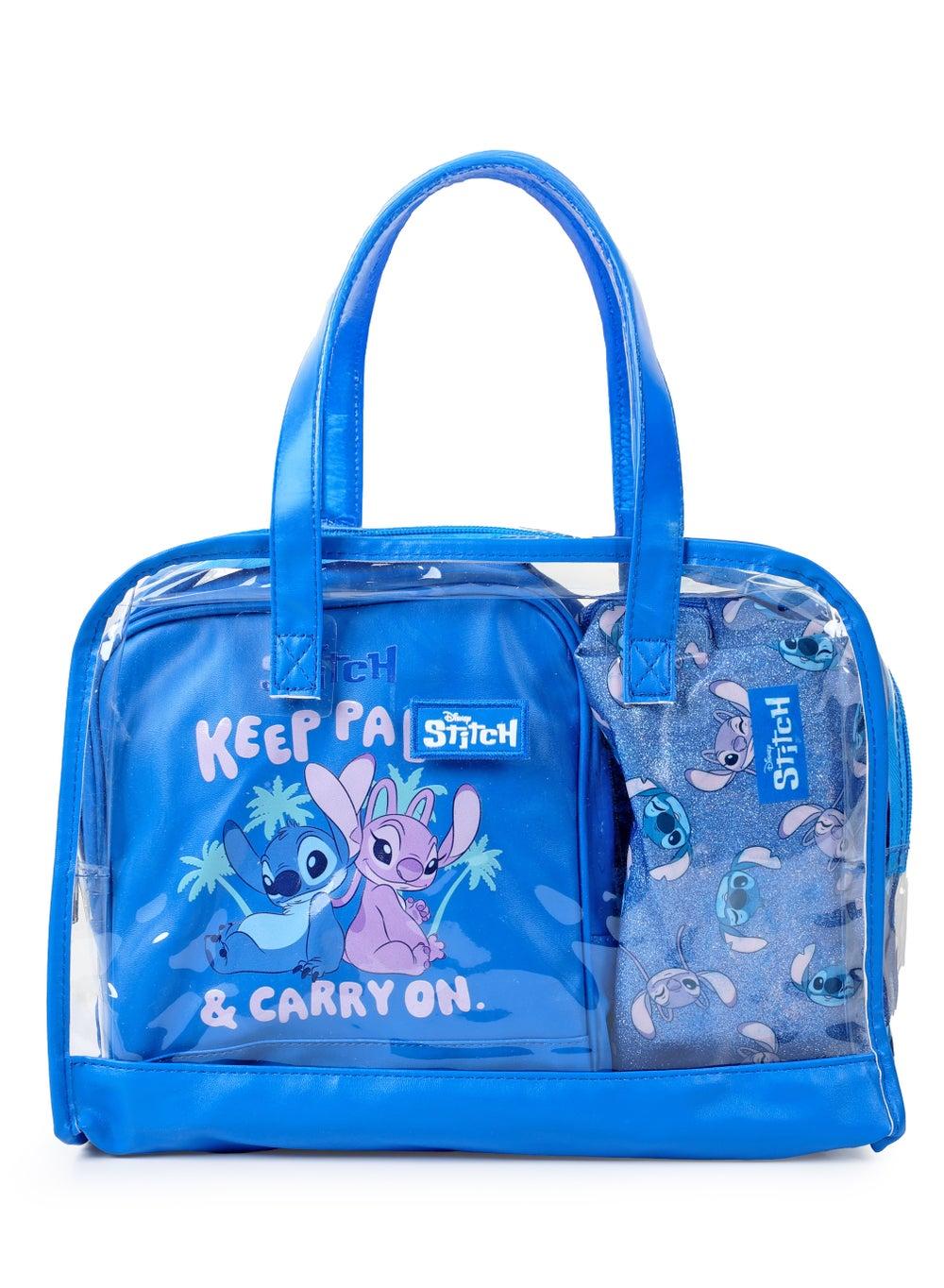 Disney Stitch 3-Piece Cosmetic Bag Set Blue - Image 1