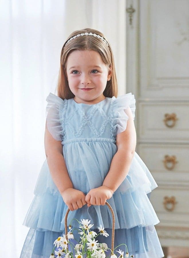 Sky Blue Ombre Tiered Tulle Girls Dress - Image 1