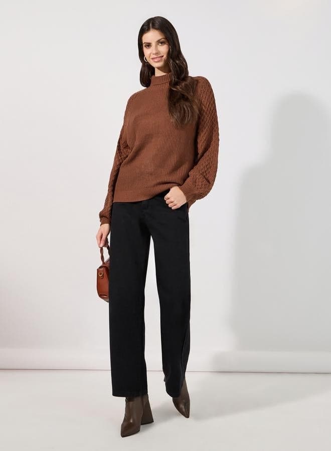 Oversized Chunky Knit Roll Neck Sweater 7009429001Rust - Image 1