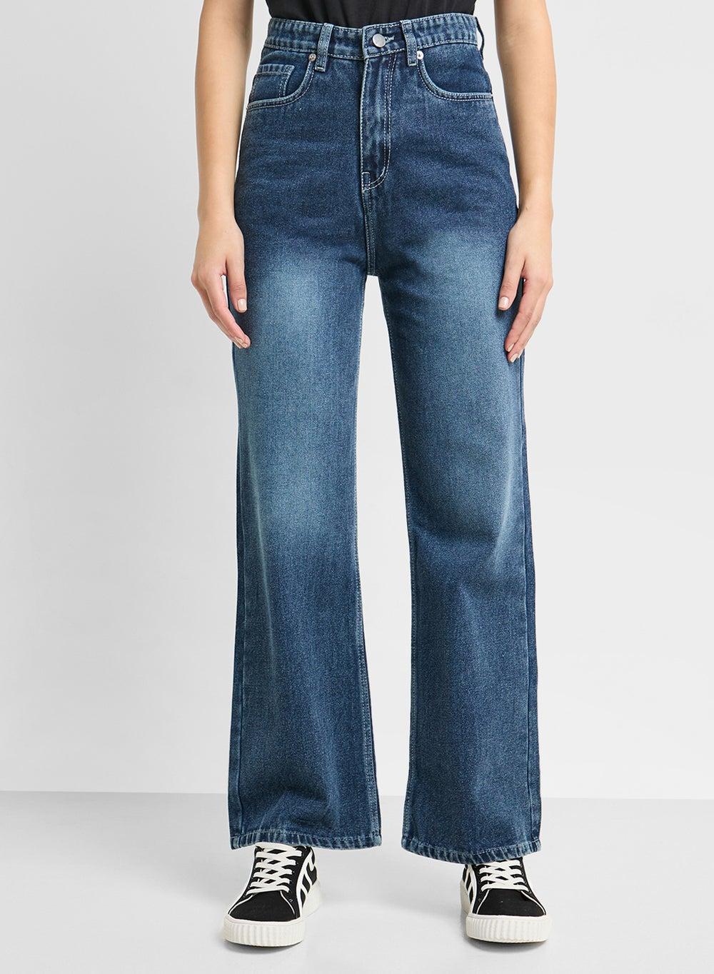Zopwd202 Mid Rise Wide Leg Blue Jeans - Image 1