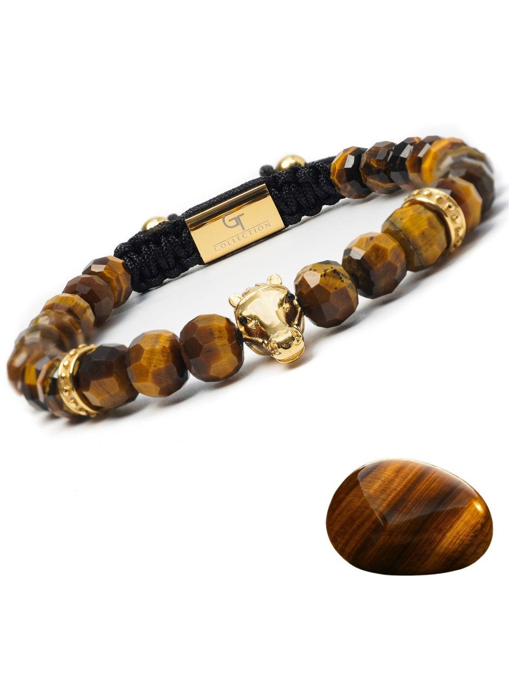 Tiger Eye Bead Bracelet with Gold Arabian Horse - Image 1