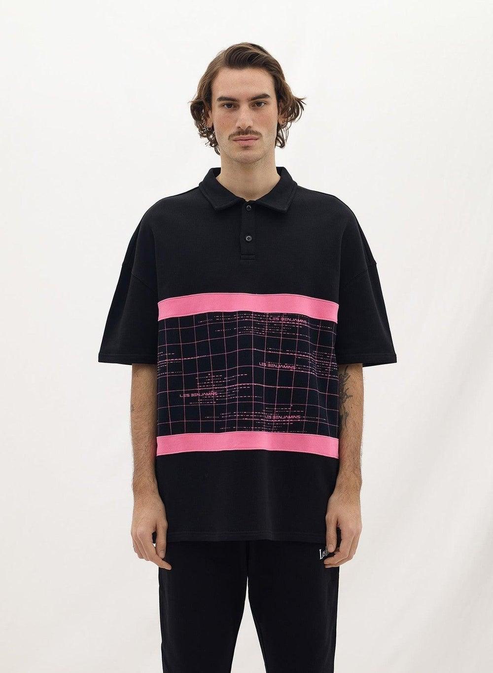 POLO 016 Oversized Black Graphic Cotton Polo - Image 1
