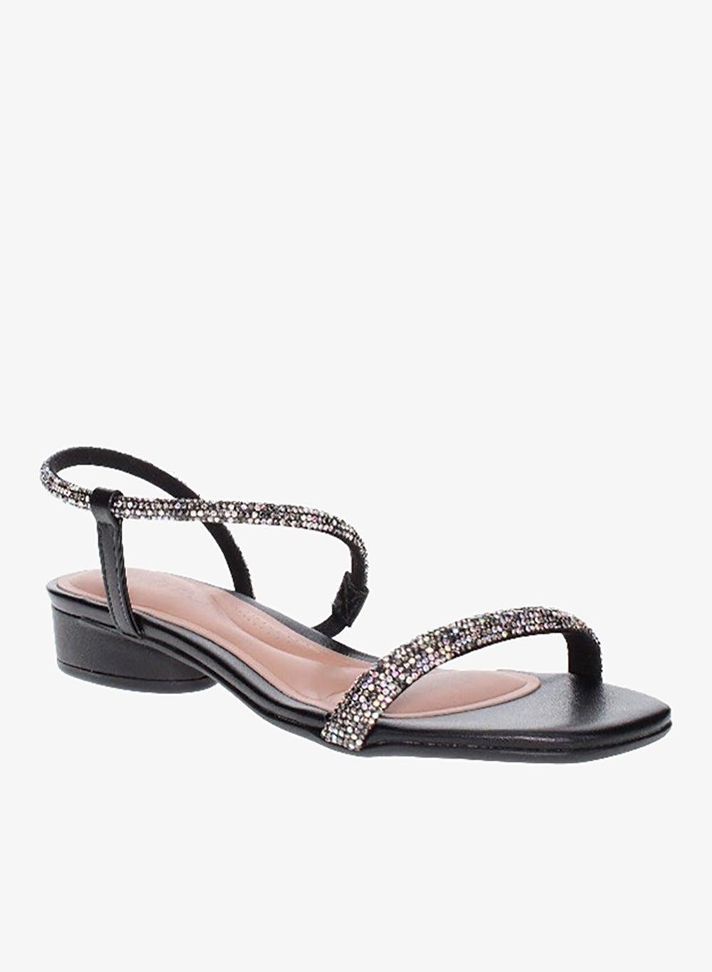 Black Sling Back Low Heel Sandals for Women - Image 1