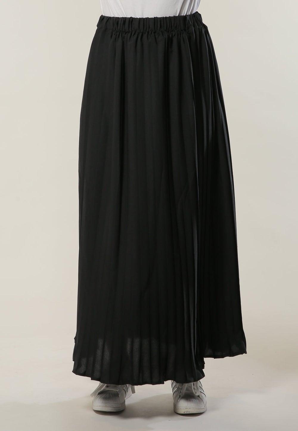 Black Pleated High Waist Flared Maxi Skirt - Image 1