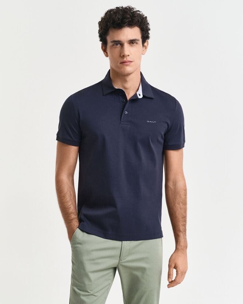 GANT Mercerized Cotton Polo Shirt Evening Blue - Image 1