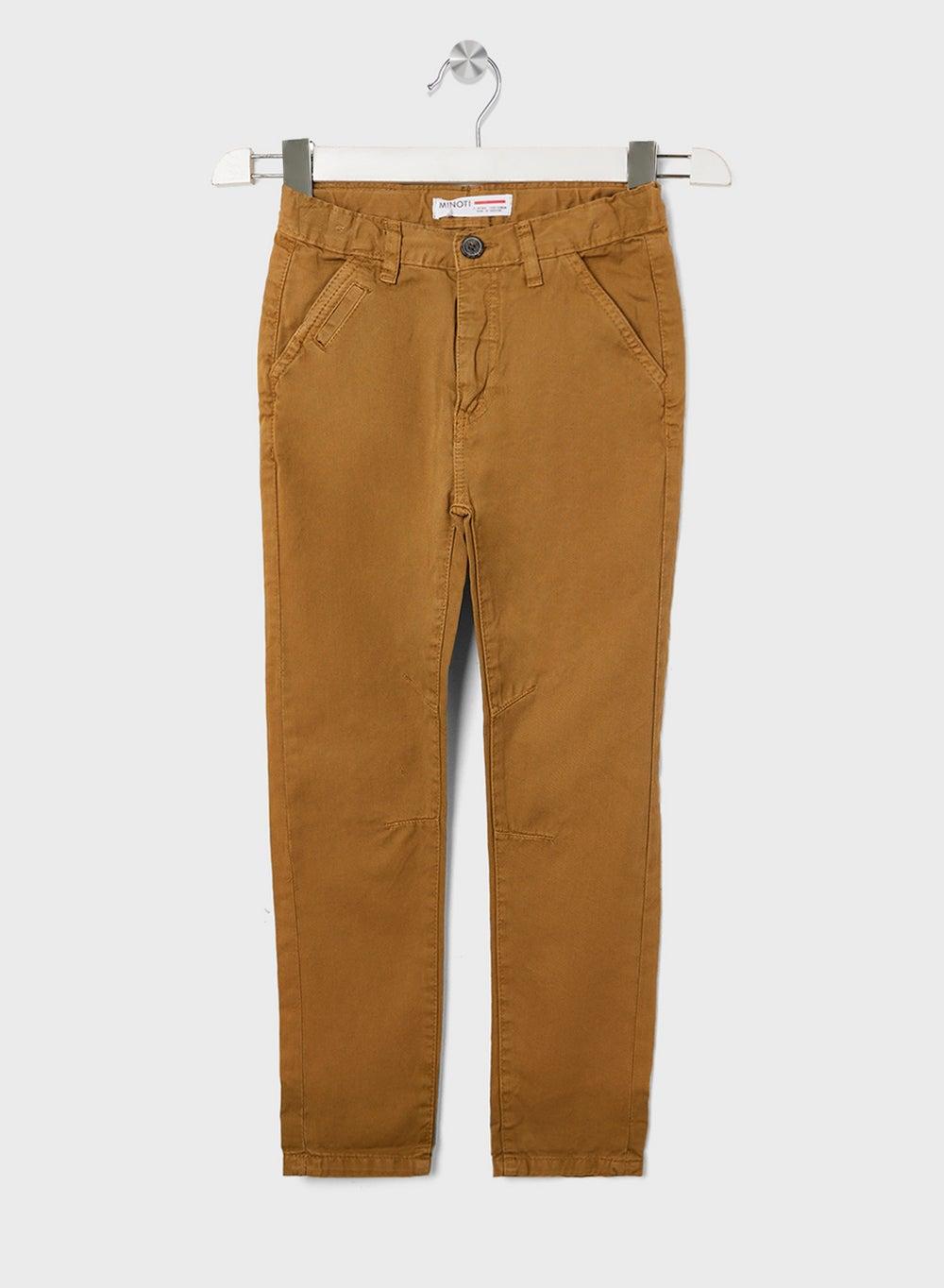 Boys Brown Straight Fit Washed Chinos - Image 1