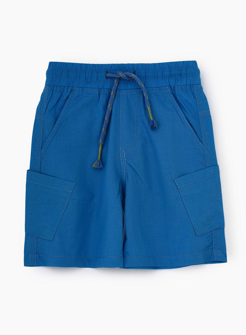 Boys Vibrant Blue Cotton Shorts Crwstdb4059 - Image 1