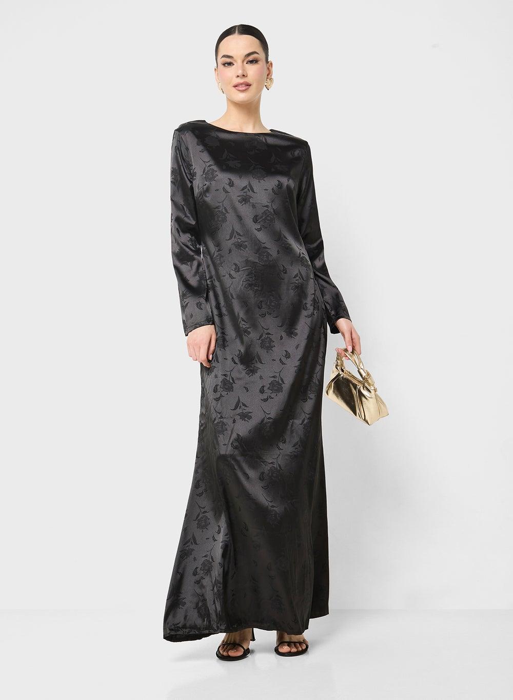 Black Floral Burnout Maxi Bodycon Dress 250328 57 - Image 1