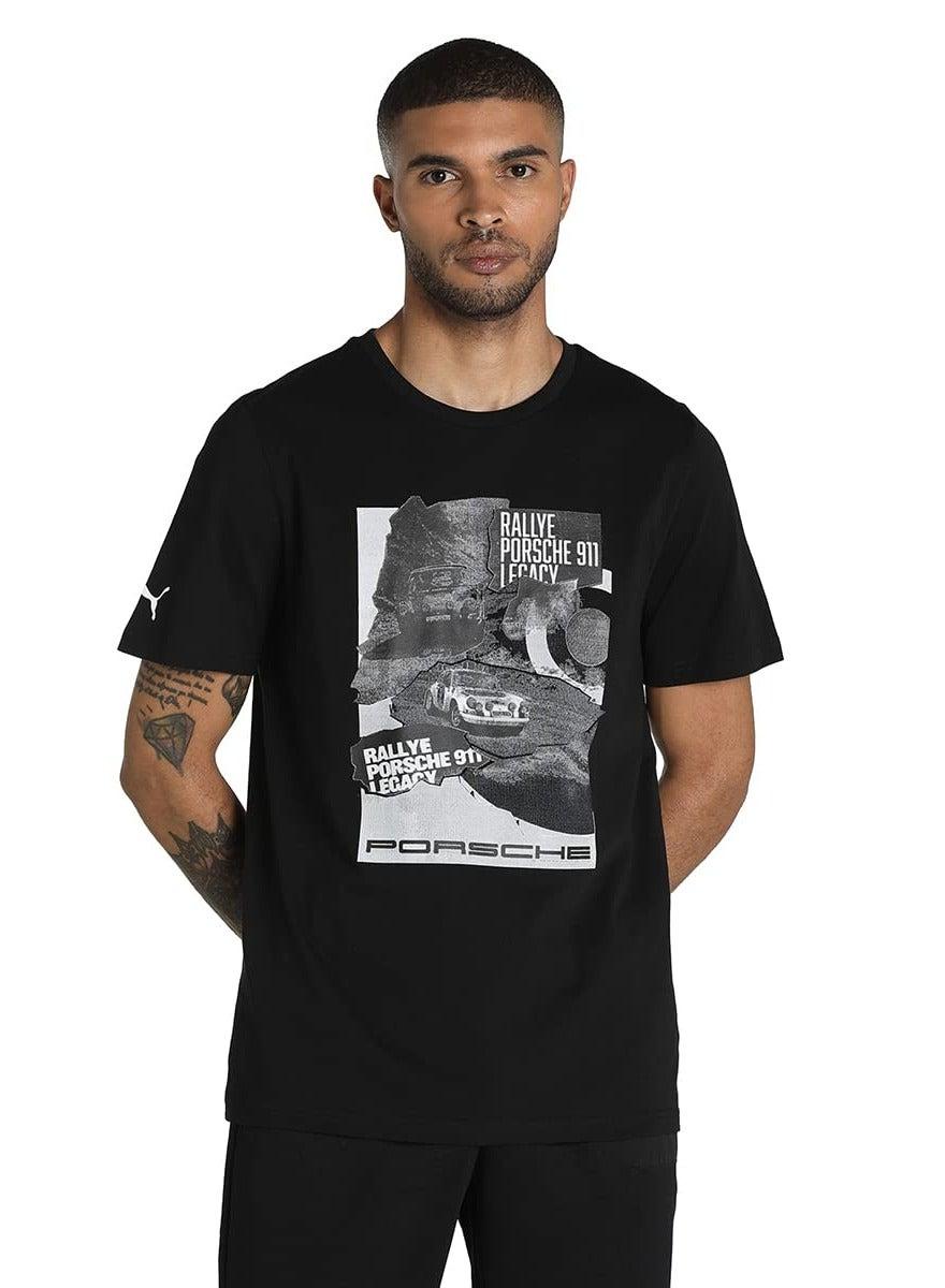 Men’s Black Graphic Crew Neck T-Shirt - Image 1
