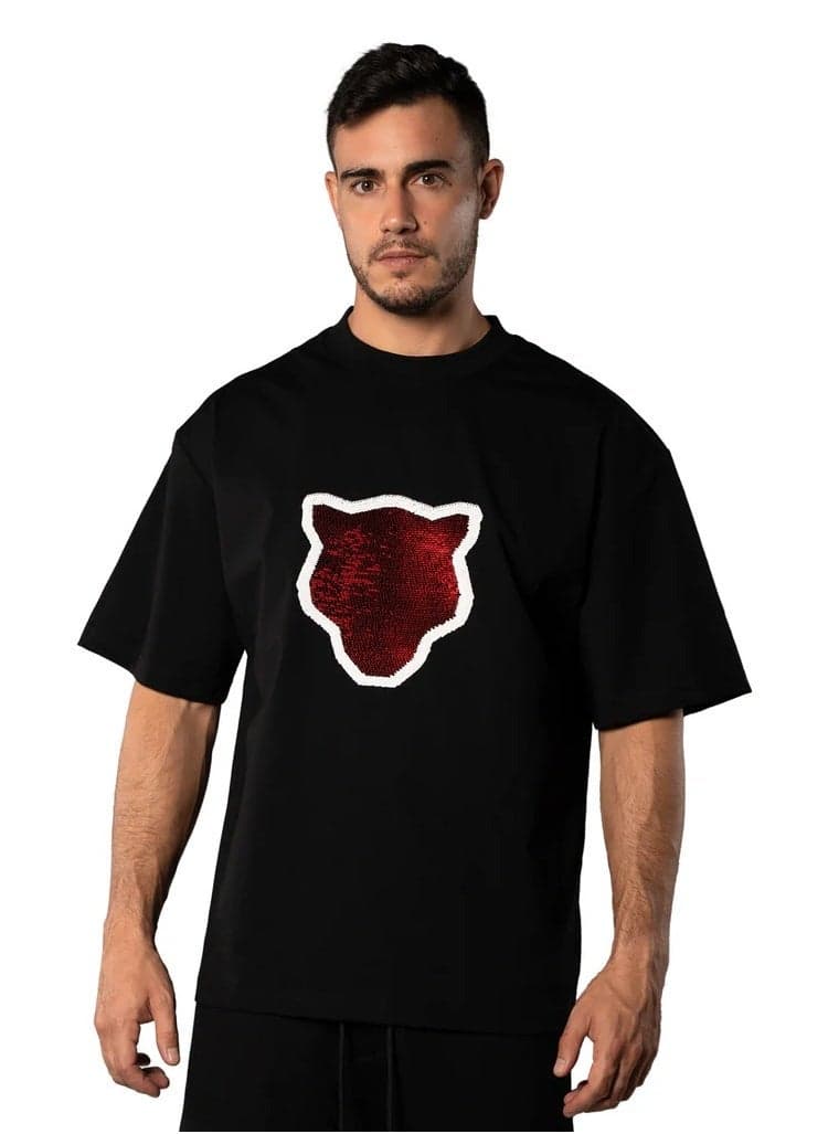 TANJIM SQUAD Panther Sequence Black Oversized T-Shirt - Image 1