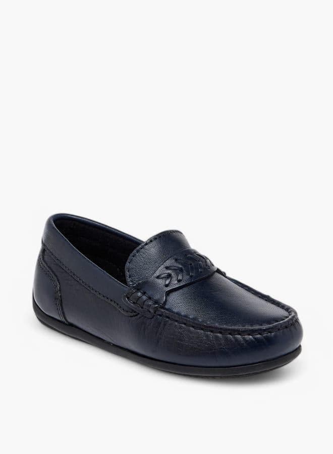 Boys Textured Navy Slip-On Loafers Lem 07Snavy - Image 1