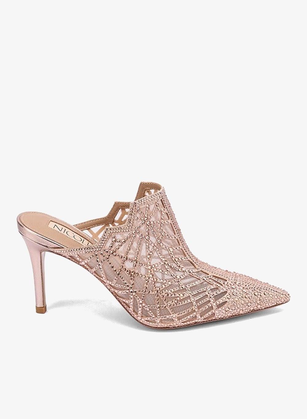 Akello Peach Embellished Mid-Heel Pumps - Image 1